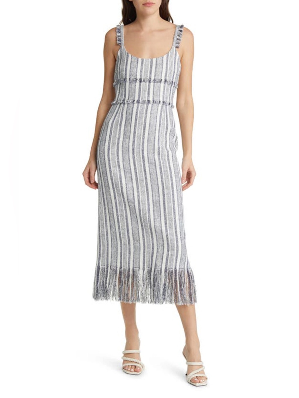 NWT La Ligne Jordan Tank Dress Linen Blend Size 12 Navy